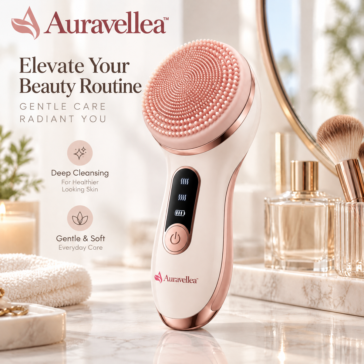 Auravellea™ Ultrasonic Facial Cleansing Device