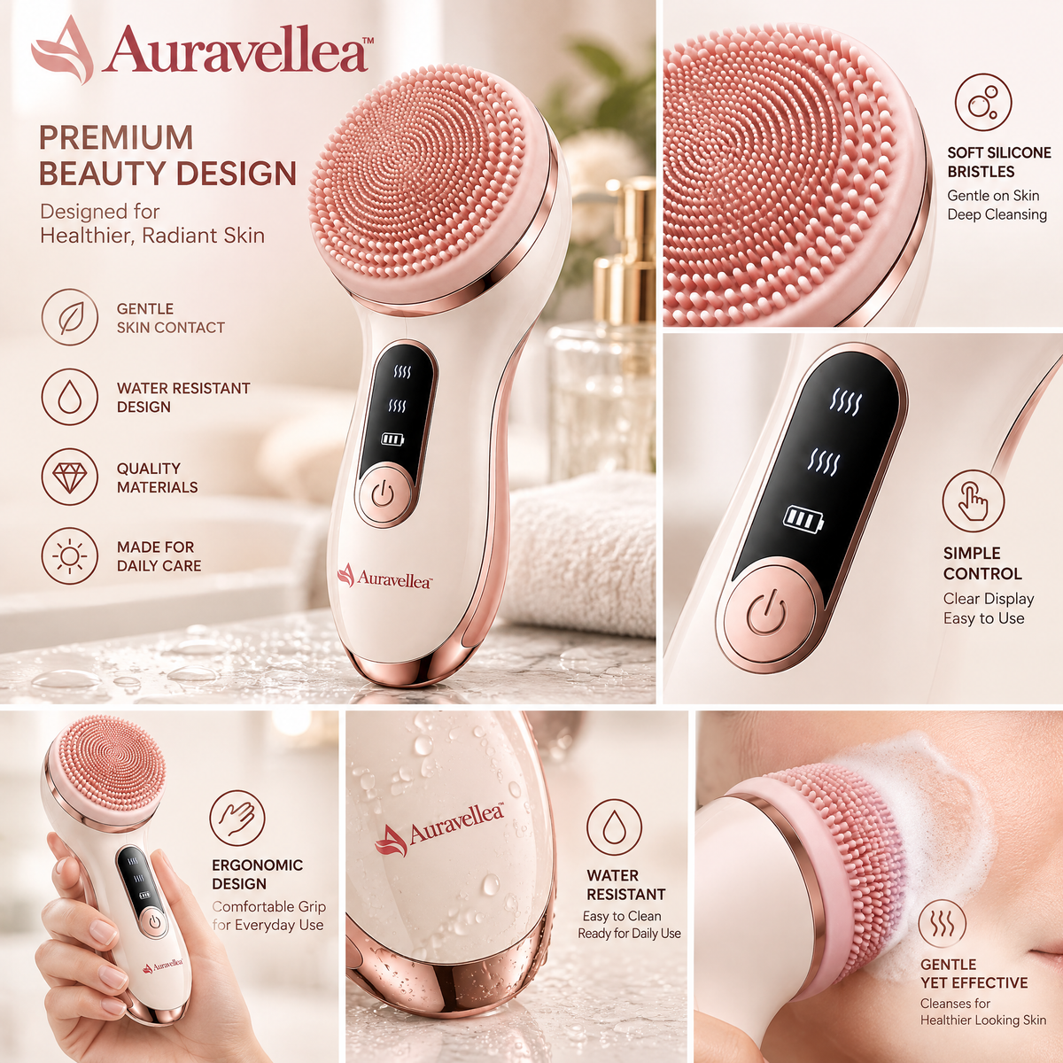 Auravellea™ Ultrasonic Facial Cleansing Device